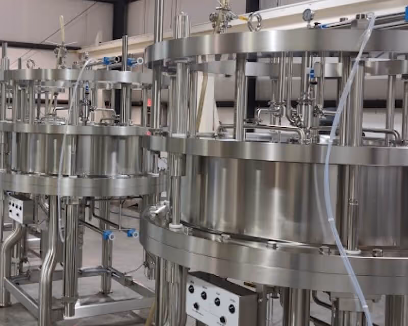 Mann Welding steel industrial chromatography columns in a row.